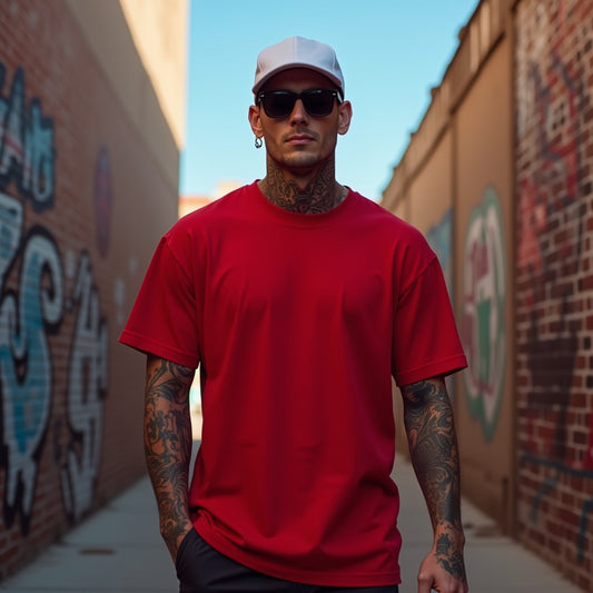 Premium Red Oversized Solid Plain T-shirt
