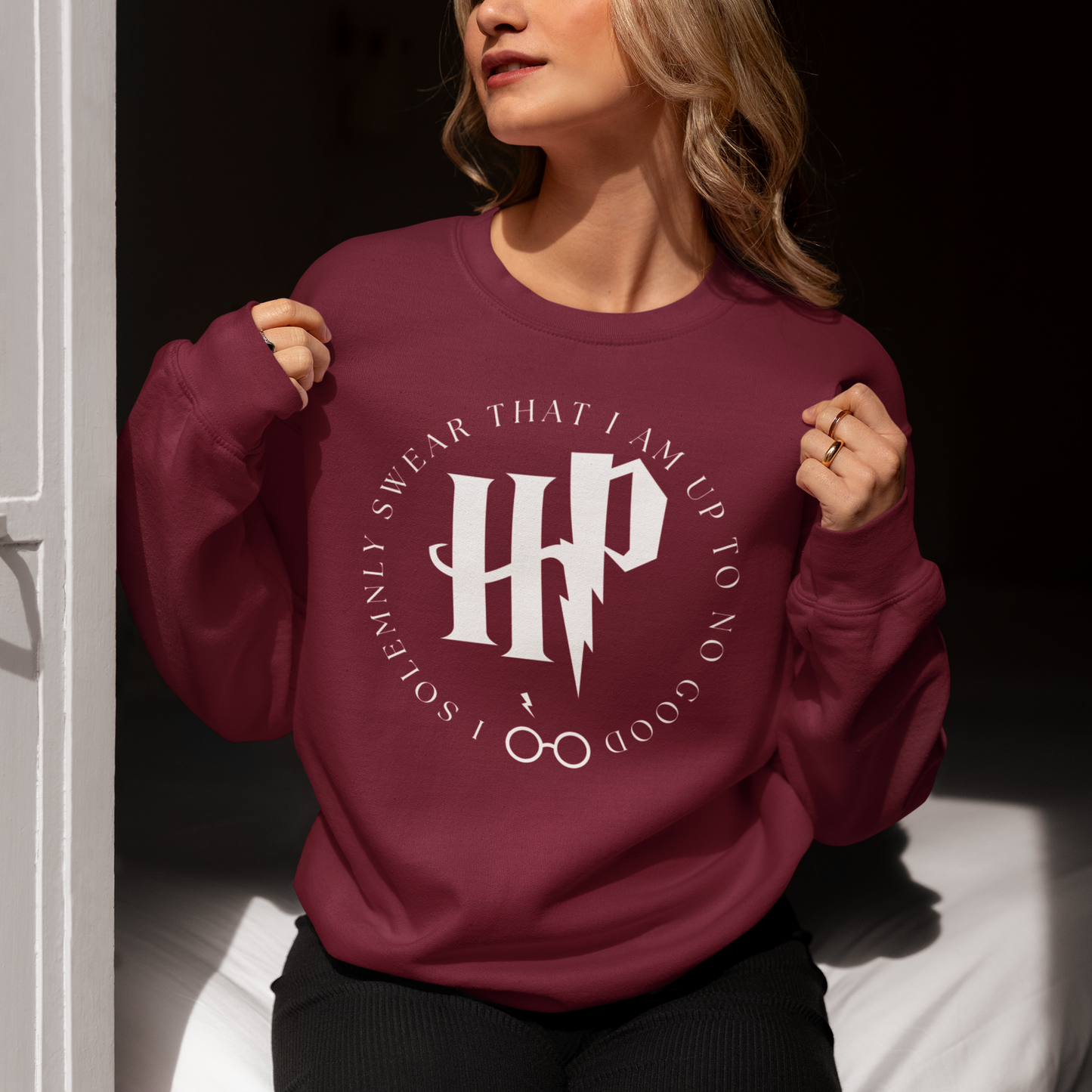 Harry Potter Maroon Woman Regular Typographic Printed Sweatshirt