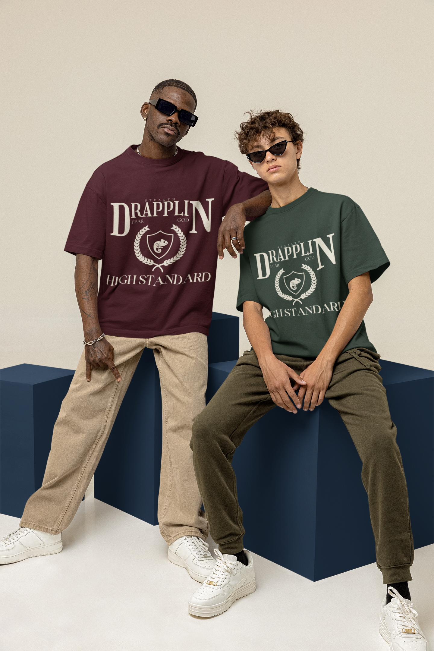 Drapplin Standard Premium Maroon Oversized Printed T-shirt