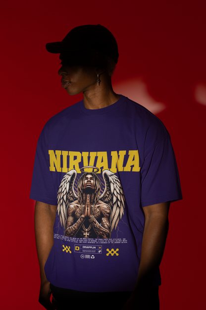 Nirvana Premium Purple Oversized Typography T-shirt