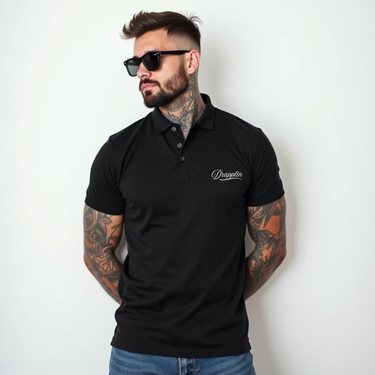 Drapplin Black Premium Polo Collar T-shirt