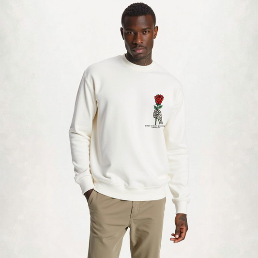 Amor White Unisex Premium Regular Printed Sweatshirt