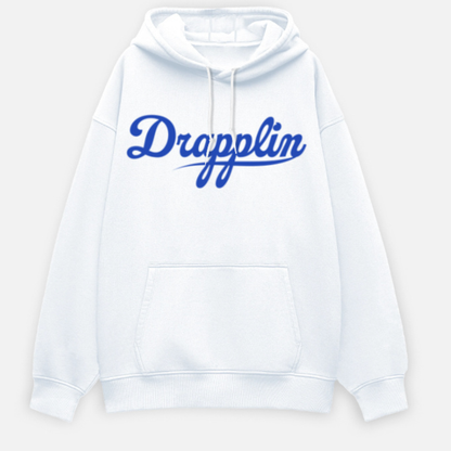 Drapplin Unisex Oversized White Typography Printed Hoodie