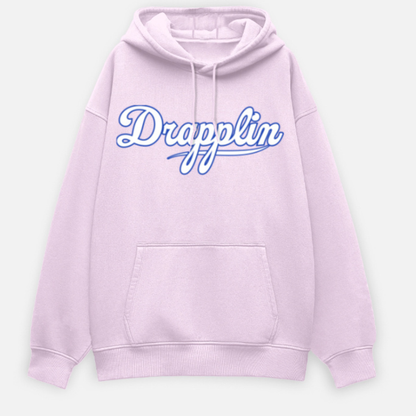Drapplin Unisex Oversized Baby Pink Typography Printed Hoodie